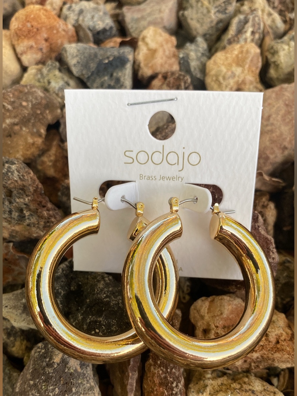 SodaJo Gold Thick Hoop Earrings